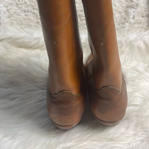 Vintage Dingo leather tan western cowboy Boots stitch accents SZ 10.5D main image 7